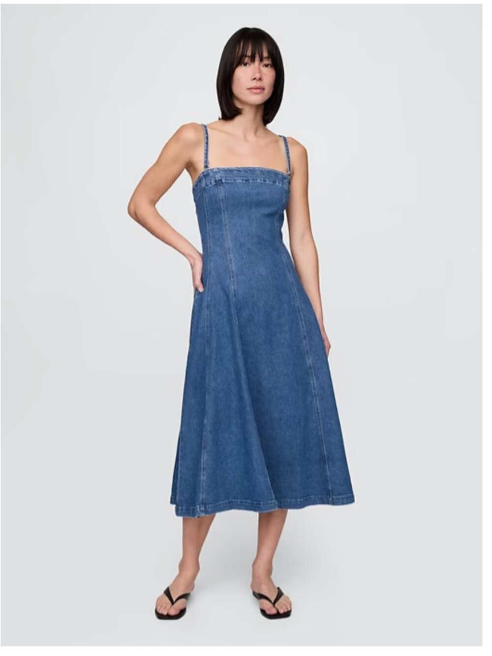 NWT Gap Denim Midi Dress: Medium Wash - Size Tall Large